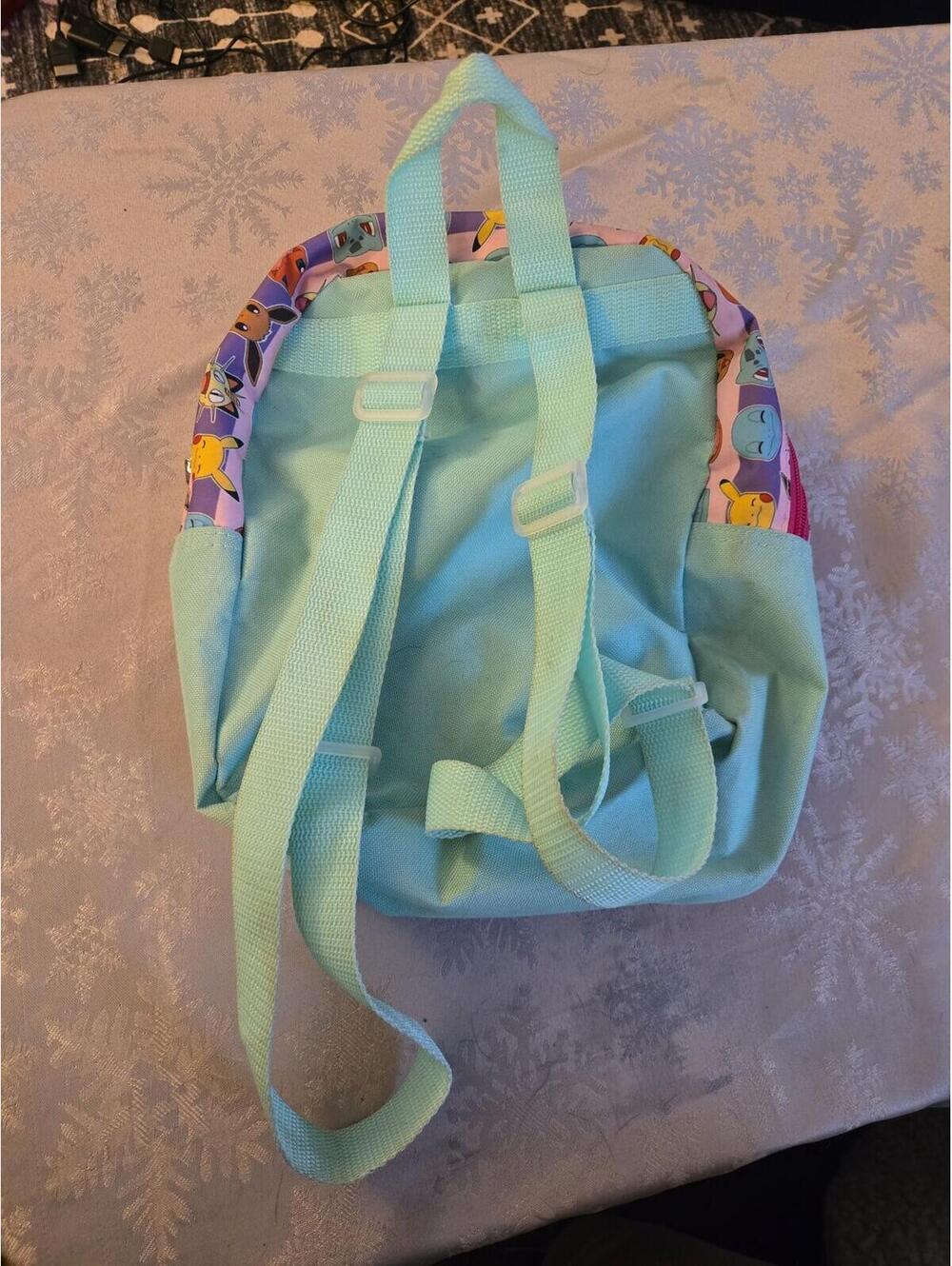 Vintage Pokemon Pikachu & Pichu Mini Backpack Teal Glitter Trim - Picture 2 of 6